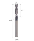 Front view of SpeTool 2-flute square-nose carbide end mill, 1/8 in dia, 1/8 in shank, TiAlN-coated