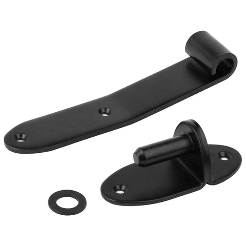 Heavy Duty T Strap Gate Hinges Four Pack Black Finish Lifting Barn Door Hardware with pin and washer set.