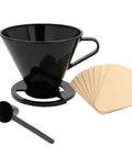 Single Cup Pour Over Coffee Dripper With Scoop And Ten Filters, Cone Size Two Manual Brewer, BPA Free Plastic
