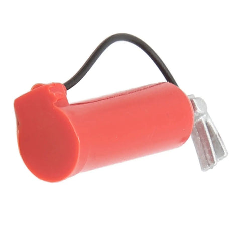 Solid RC Fire Extinguisher Crawler Decoration For Scale 24 And 18 Trucks Lightweight Simulation Prop shown from side view, red plastic build, detailed nozzle.