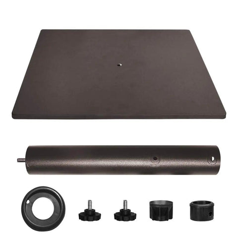Heavy Duty Square Umbrella Base With Steel Plate Stand For Patios Up To 160 Lbs, Reddish Brown Finish parts displayed on white background