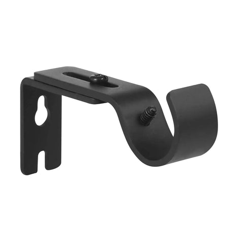 Heavy Duty Adjustable Curtain Rod Brackets Set of 2 in Black for 1 Inch Rods, durable iron construction, side view detail