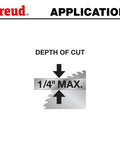 Illustration showing depth of cut for 12 Inch Aluminum Cutting Blade With TiCo Carbide For Non Ferrous Metals, Thin Kerf 0.110 Inch, 96 Teeth.