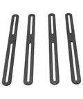 Black Flat Mending Plate Kit, 4 Pack adjustable slotted bracket supports for wood furniture repair, heavy duty stainless steel.