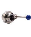 DERNORD 1.5-inch tri-clamp sanitary butterfly valve, stainless 304 with pull handle
