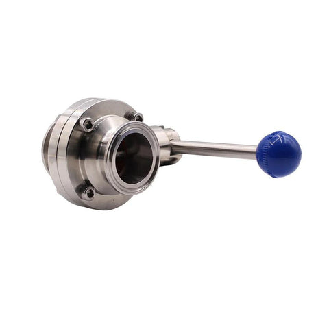 DERNORD 1.5-inch tri-clamp sanitary butterfly valve, stainless 304 with pull handle