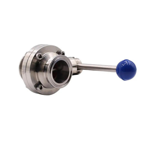 2 Inch Sanitary Butterfly Valve With Pull Handle in 304 Stainless Steel For Tri Clamp Clover System, side view