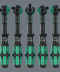 Zyklop Speed Black Edition 8000 A Professional Ratchet Set With Green Finish, Special Edition displayed in a row