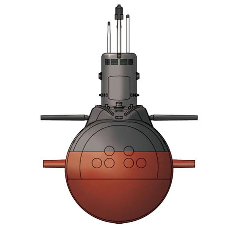 1/350 Chinese Kilo Class Submarine Dunker Model Kit In Plastic Dope Build For Collectors And Builders, front view, detailed hull