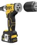 Rugged Brushless Cordless Rivet for No Sweat Stainless Steel Fastening, compact design with detachable nose piece.