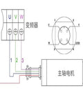 Wiring diagram for Super Durable Water Cooled Motor Spindle For Cnc Machines With Iso20 Link Two Point Two Kw Power That Delivers Solid Metal Build Awesome Cooling Effect And Long Lasting Performance Up To Twenty Four Thousand Rpm.