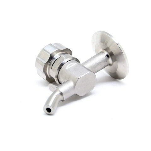 Front view of QiiMii 1.5'' SS304 stainless beer sampling valve with clamp end