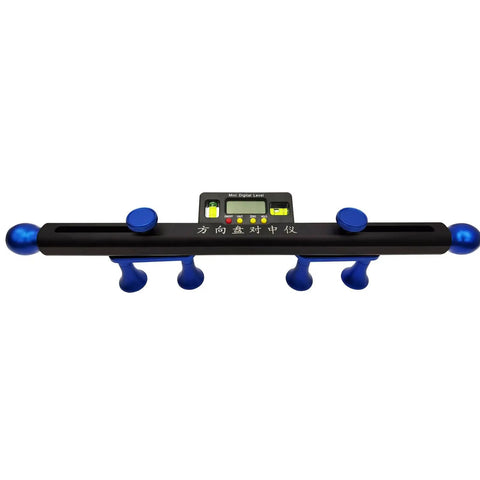 Car Steering Wheel Level Alignment Tool Featuring 0.1 Degree Accuracy Max Dia 13.8 Inch auto shop essential, digital level gauge with aluminum body.