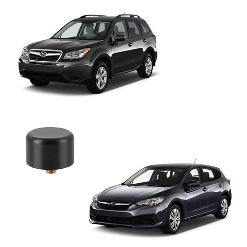 Antenna Delete Cap Kit For Mazda Mitsubishi Subaru Models Aluminum Base Cap Cover shown with SUVs