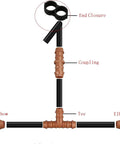 Diagram showing 12 Pack 1/2 Inch Drip Tubing End Closure Caps For Drip Irrigation on installed tubing with fittings and connectors.