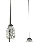 Venezia Three Light Pendant In Metallic Bronze With Clear Mosaic Glass Shades Includes Six Foot Wire And Canopy Classic Yet Modern Multi Light Fixture For Dining Room Or Kitchen Island Accommodates 3 60W Bulbs showing from below.