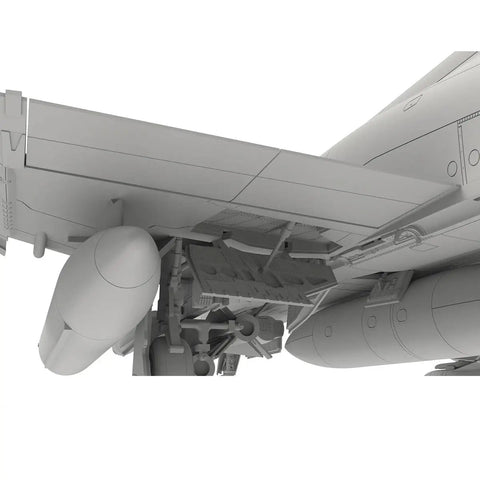Detailed underside view of McDonnell Douglas F 4E AUP Hellenic Air Force Model Kit showing gear and wing