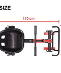 Top view of Seat Attachment Go Kart Conversion Kit For Hoverboard Self Balancing Scooters with red frame and dimensions