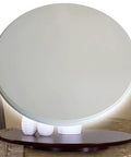 27 Inch Wooden Lazy Susan Turntable With Smooth As Butter Spin Heavy Duty Round Serving Tray on a dining table.