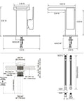 Technical diagram of LED Temperature Sensing Bathroom Faucet With Color Changing LED Brushed Nickel Finish including measurements.