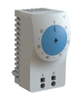 Compact Enclosure Thermostat Switch 57127 for cabinet climate control, adjustable 32 F to 140 F, DIN rail mount, IP20 rated
