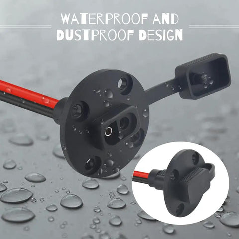 SAE Power Socket Sidewall Port Kit With Cap Easy Install 10AWG 23.62 Inch Quick Disconnect Panel Mount Power Cable waterproof design