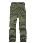 Kids Convertible Hiking Pants For Boys Quick Dry Zip Off Legs With Multi Pocket Design Gusseted Comfort Elastic Waistband Army Green