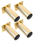Adjustable Aluminum Alloy Furniture Legs Round Golden Cabinet Feet With Rubber Base Set Of Four For Super Stable Support Desks Chairs Sofas