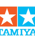 Logo of a brand featuring a red and blue square with white stars and "TAMIYA" text.