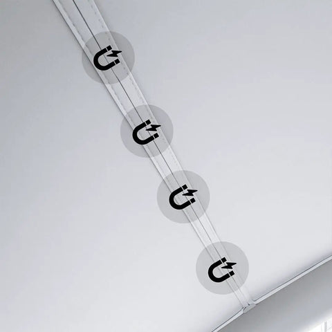 Tesla Model Y Roof Sunshade Full Blackout With Graphene Enhanced UV Coating close-up of stitching and magnetic closures