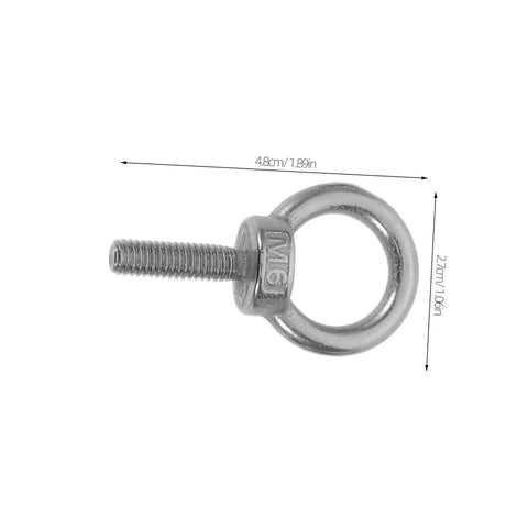 M6x20 Stainless Steel Eyebolts With Closed Ring And Hole For Concrete Anchoring, Beefy Heavy Duty Eye Screws With Nylon Nuts For Vibration Dampening, Super Secure Mounting For Hooks, Decor, And Industrial Projects. M6 eybolt with measurements