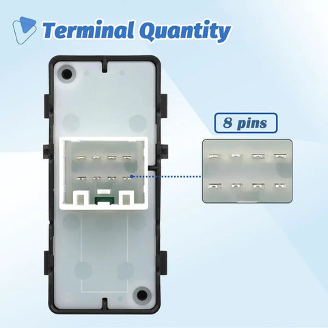 Back view of passenger side power window switch showing 8-pin terminal for Chrysler 2006-2017 OE replacement