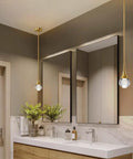 Gold Globe Teardrop Crystal Mini Pendant Light For Kitchen And Dining, Dope 1 Light LED Fixture Over Bathroom Vanity