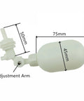 1/4 Inch Tube Float Valve Kit For RO Water System And Reverse Osmosis Water Filter DIY Friendly Push In To Connect Pipe Hose Tube Fittings CCK Ball Valve With 15 Feet Pipe Leak Free BPA Free Blue, white float valve with 45mm and 75mm dimensions