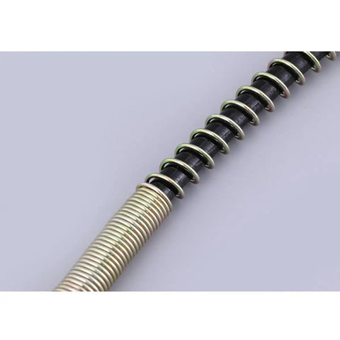 Heavy Duty High Pressure Pump Hose Metal Coil Tube Connector Great For Air Inflation Pumps And Pressure Washers Plus High Temp Resistant Lightweight Design Keeps Flow Smooth No Leaks Found During Hot Summer Grind At Home Or Shop., black metal coil hose connector on gray background