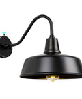 Gooseneck Barn Light Outdoor Fixture 12.6 Inch Farmhouse Vibe Black Exterior Sconce With Dusk To Dawn Sensor Weatherproof Design