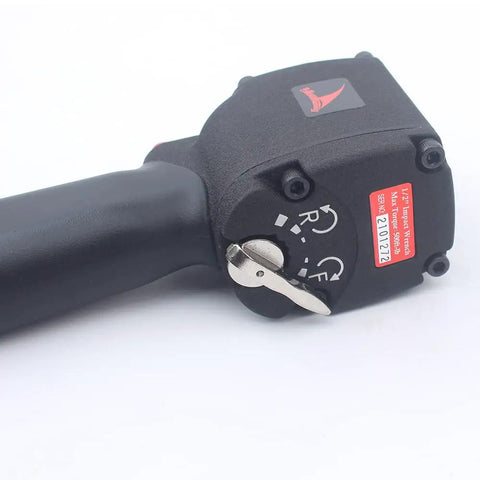 Heavy Duty Half Inch Mini Pneumatic Impact Wrench Air Powered Spanner Delivering 11000 Rpm Knockout Force for repairs showing handle and switch.