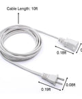 Rolled Ten Foot Two Prong Indoor Extension Cord White 18 Gauge Two Conductor ETL Listed Waterproof Plug And Play Power Cable