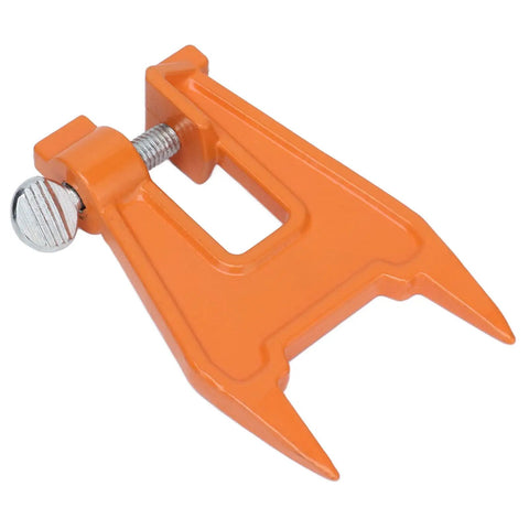 Portable Compact 5.1 Inch Chain Filing Vise With Dual Lock System, orange iron alloy, for woodworking precision.