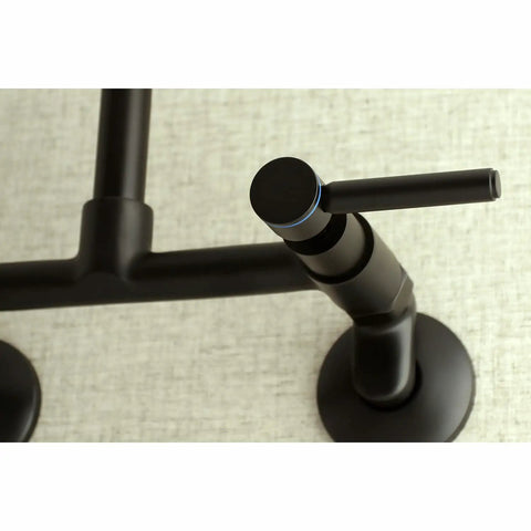 Matte Black 8 Inch Adjustable Wall Mount Kitchen Faucet With Solid Brass Construction Drip Free Ceramic Disc Cartridge Center