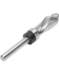 Heavy Duty Spiral Router Bit With Premium Tungsten Steel Build For Smooth Plywood And Melamine Board Slotting Plus Efficient Chip Removal In Flush Trim Design With 1/4 Inch Shank For DIY Pros close-up of the bit.