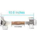All-In-One Beekeeping Steel Hive Tool with Wooden Handle, showing 10.6-inch length with dimensions of the multifunctional tool.