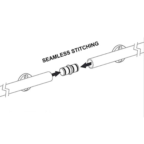 Rock Solid Ladder Sliding Hardware Kit With 20 Foot Barn Door Rail showing seamless stitching connection detail for smooth glide.
