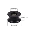 Nylon Pulley Wheel 8x40x20mm U Shape Groove Guide Bearing Rail Ball Wheel Black Durable Nylon Wheel for Machinery and DIY Projects, Reducing Vibration and Improving Smooth Motion in a Heavy Duty Pulley System, black U-groove, 40mm
