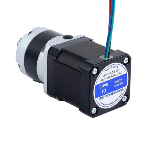 Nema 17 Stepper Motor With 5 To 1 MG Series Planetary Gearbox Bipolar 48mm Length High Torque Close-up View