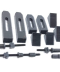 24 Piece Clamp Kit For Milling Machines And Rotary Tables M6 Thread includes Tee Nuts, Flanged Nuts, Coupling Nuts.