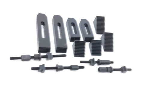 24 Piece Clamp Kit For Milling Machines And Rotary Tables M6 Thread includes Tee Nuts, Flanged Nuts, Coupling Nuts.