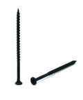 #6 x 3-1/4 Inch Stainless Steel Wood Screws 100 Pack Black Phosphate Coated Truss Head Self Tapping Drywall Fasteners close-up view.
