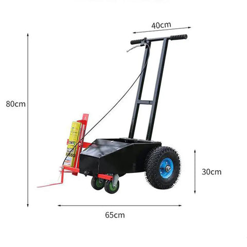 Heavy Duty Hand Push Line Paint Marker Roll Right Along Driveways Without Breaking A Sweat Crisp Stripe Applicator side view with dimensions