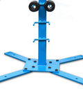 Heavy Duty Bead Roller Kit For Sheet Metal Pro Grade 18 Inch Throat Gear Drive Bench Roller With 6 Dies, blue stand view